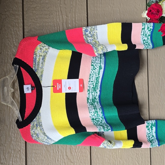 CAbi Pop Crop Pullover Multi-stripe Sweater Medium Nwt New M - Picture 4 of 8